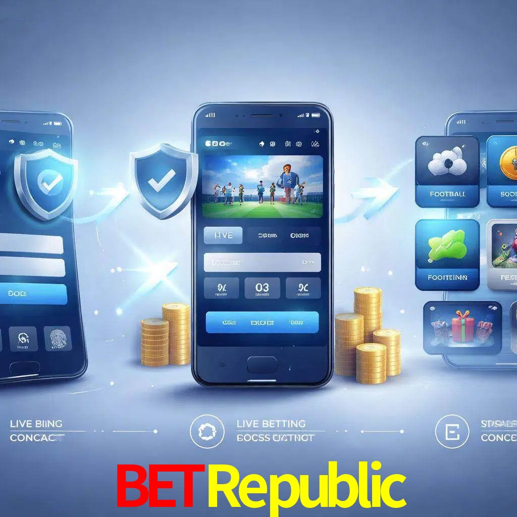 Pasos de acceso a la app BetRepublic en pantalla de teléfono móvil